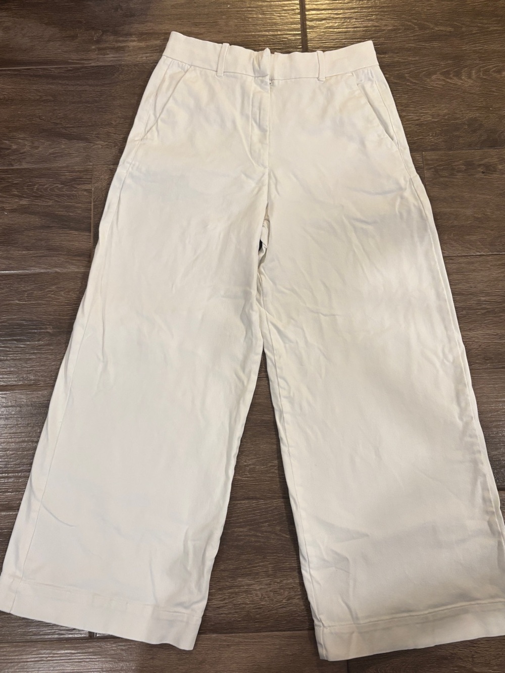 Everlane White Wide Leg Phoebe Trouser Pants Sz 10 Organic Cotton